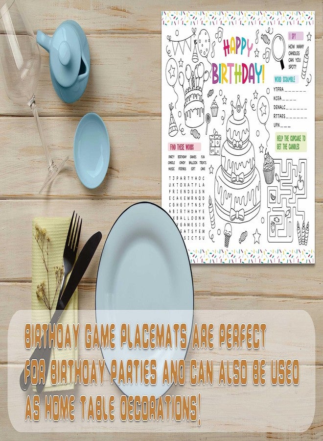 KFNER Birthday Coloring Paper Placemats, Birthday Party Coloring Sheets, Happy Birthday Activities for Kids, Paper Mats for Table Decorations, Home School Classroom Party Supplies -01 - Image 4